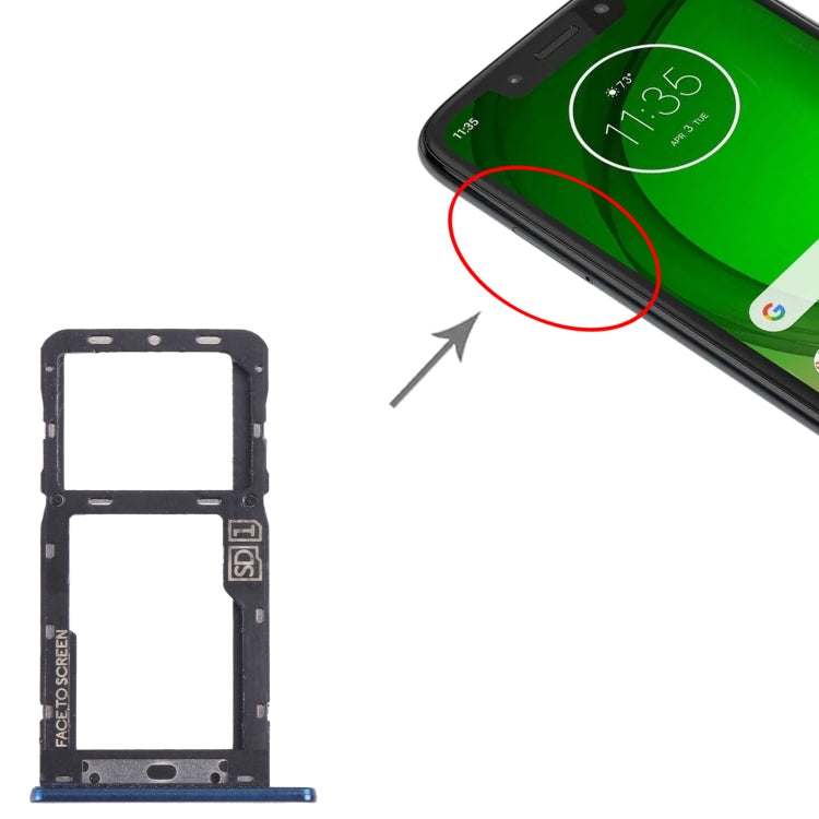 For Motorola Moto G7 Power US Version SIM Card Tray + Micro SD Card Tray (Blue) - Card Socket by buy2fix | Online Shopping UK | buy2fix