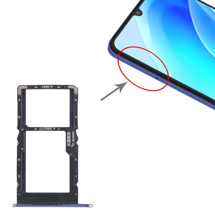 For Huawei nova Y70 Plus SIM + SIM / Micro SD Card Tray (Blue) - Card Socket by buy2fix | Online Shopping UK | buy2fix