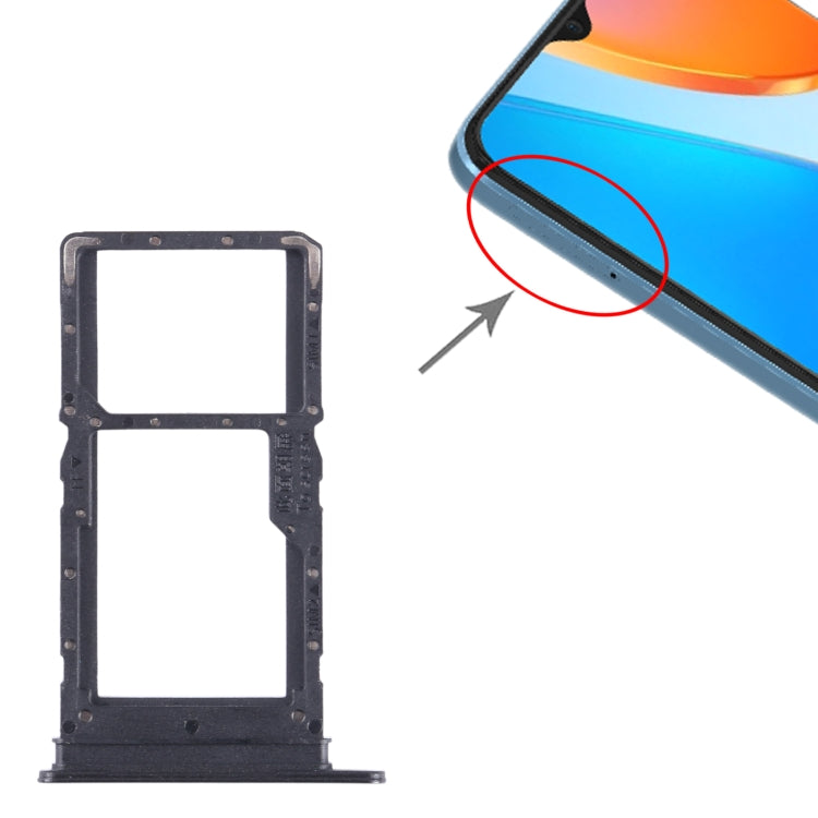 For Honor X6 SIM + SIM / Micro SD Card Tray (Black) by buy2fix