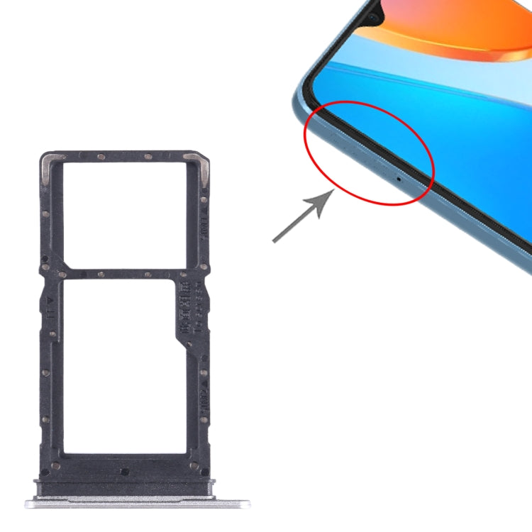 For Honor X6 SIM + SIM / Micro SD Card Tray (Silver) - Card Tray by buy2fix | Online Shopping UK | buy2fix