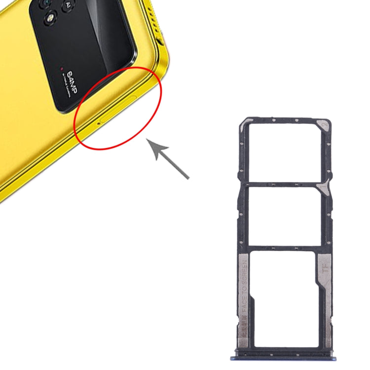 For Xiaomi Poco M4 Pro SIM Card Tray + SIM Card Tray + Micro SD Card Tray (Dark Blue) by buy2fix
