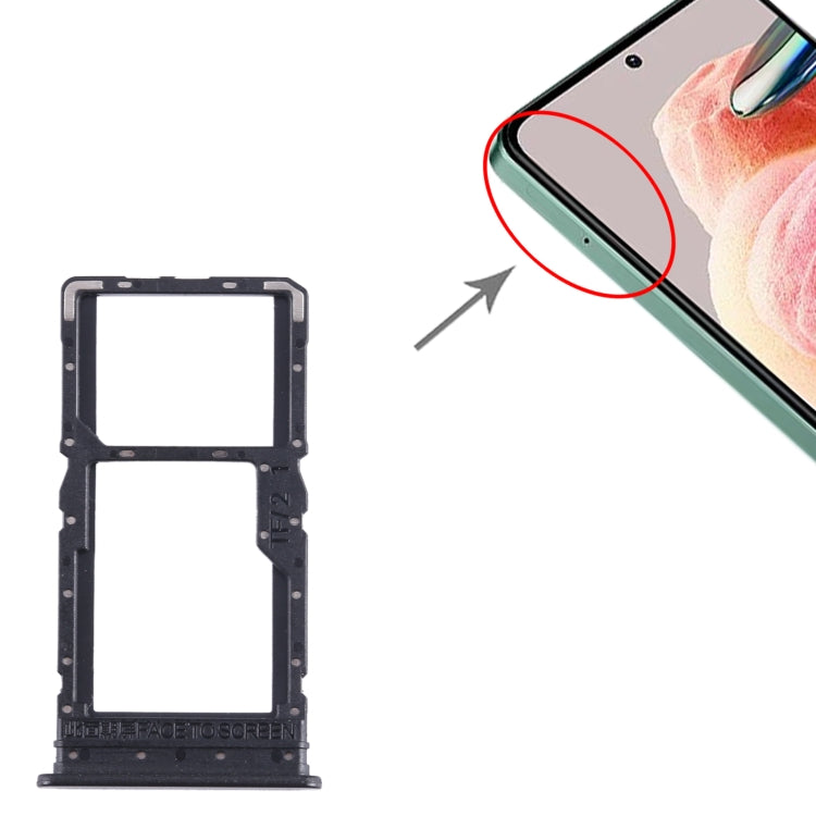 For Xiaomi Redmi 12 5G SIM Card Tray + SIM Card Tray / Micro SD Card Tray (Black) - Card Tray by buy2fix | Online Shopping UK | buy2fix