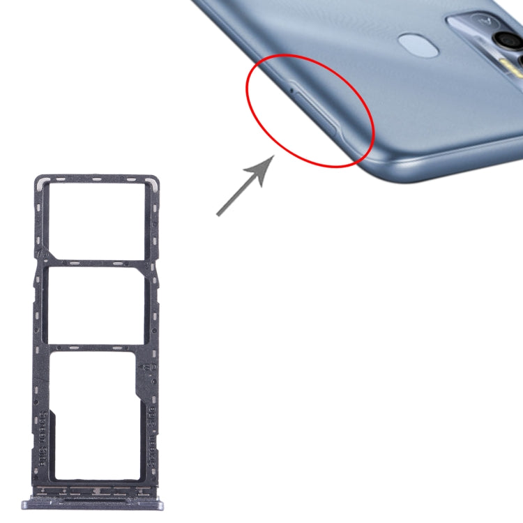 For Tecno Spark 7T SIM Card Tray + SIM Card Tray + Micro SD Card Tray (Black) - Card Tray by buy2fix | Online Shopping UK | buy2fix