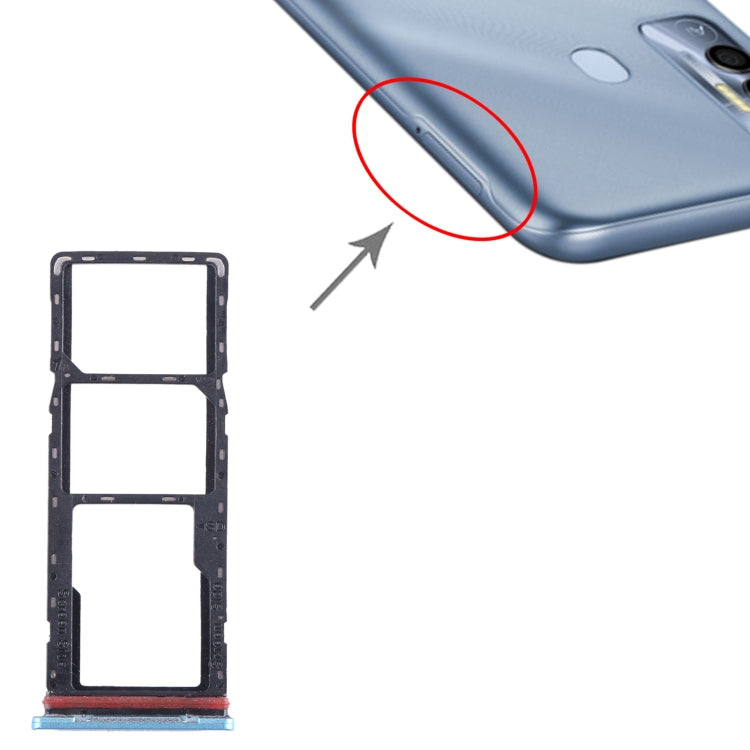 For Tecno Spark 7T SIM Card Tray + SIM Card Tray + Micro SD Card Tray (Blue) - Card Tray by buy2fix | Online Shopping UK | buy2fix