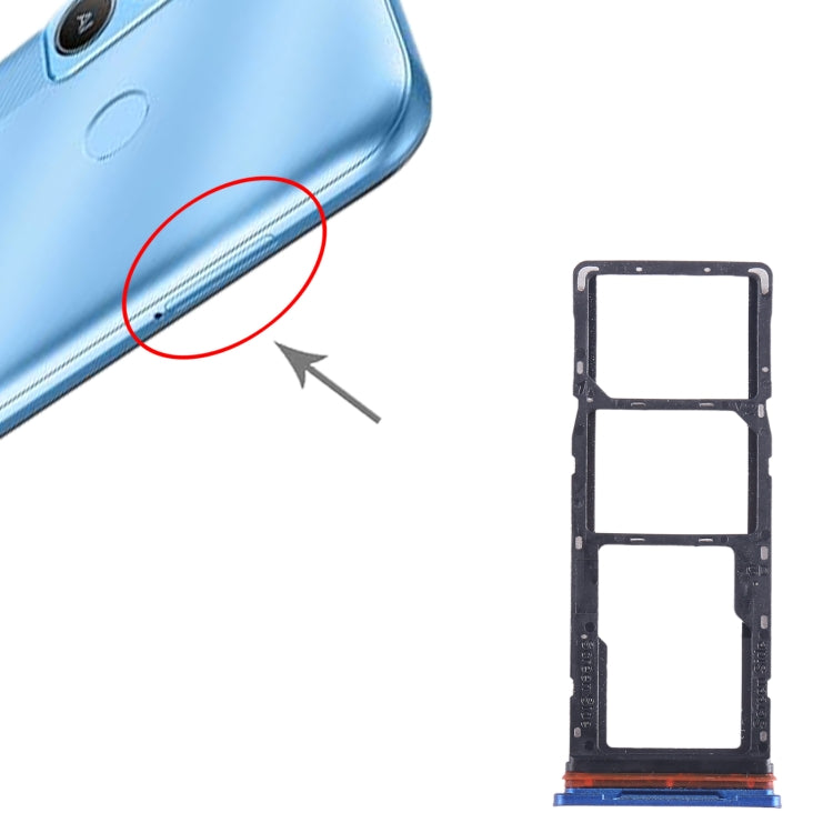 For Tecno Pop 5 LTE SIM Card Tray + SIM Card Tray + Micro SD Card Tray (Dark Blue) - Card Tray by buy2fix | Online Shopping UK | buy2fix