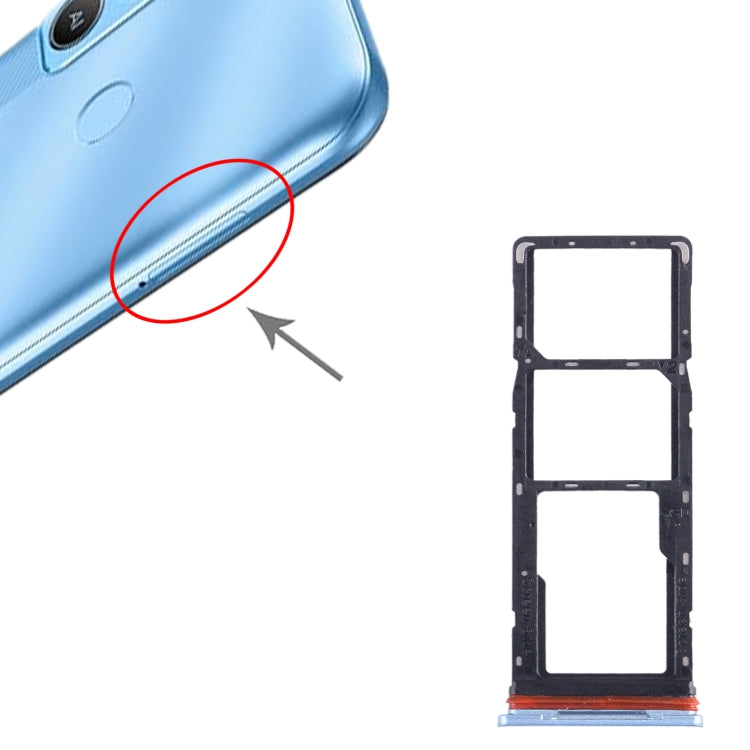 For Tecno Pop 5 LTE SIM Card Tray + SIM Card Tray + Micro SD Card Tray (Baby Blue) - Card Tray by buy2fix | Online Shopping UK | buy2fix