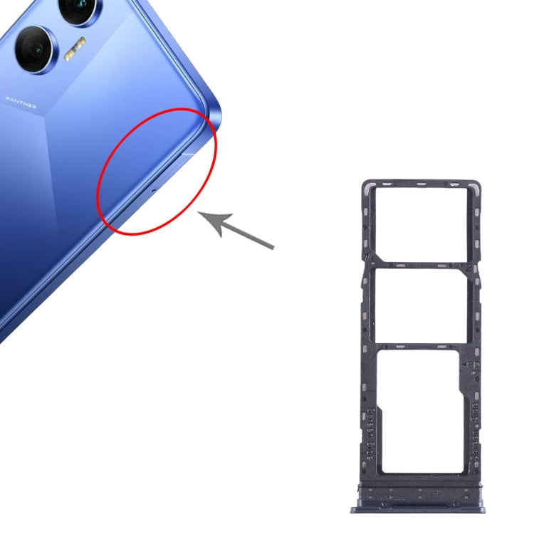For Tecno Pova Neo SIM Card Tray + SIM Card Tray + Micro SD Card Tray (Black) - Card Tray by buy2fix | Online Shopping UK | buy2fix