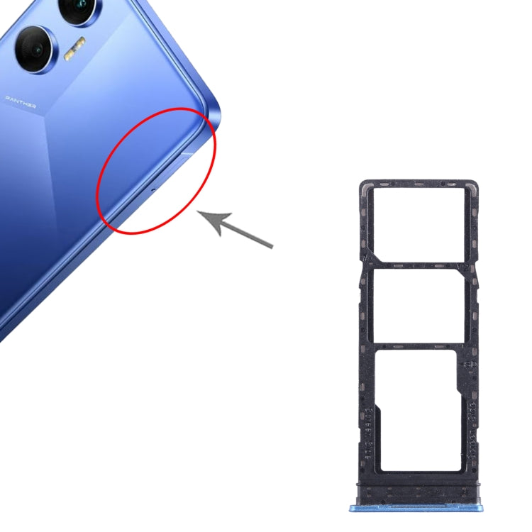 For Tecno Pova Neo SIM Card Tray + SIM Card Tray + Micro SD Card Tray (Blue) - Card Tray by buy2fix | Online Shopping UK | buy2fix