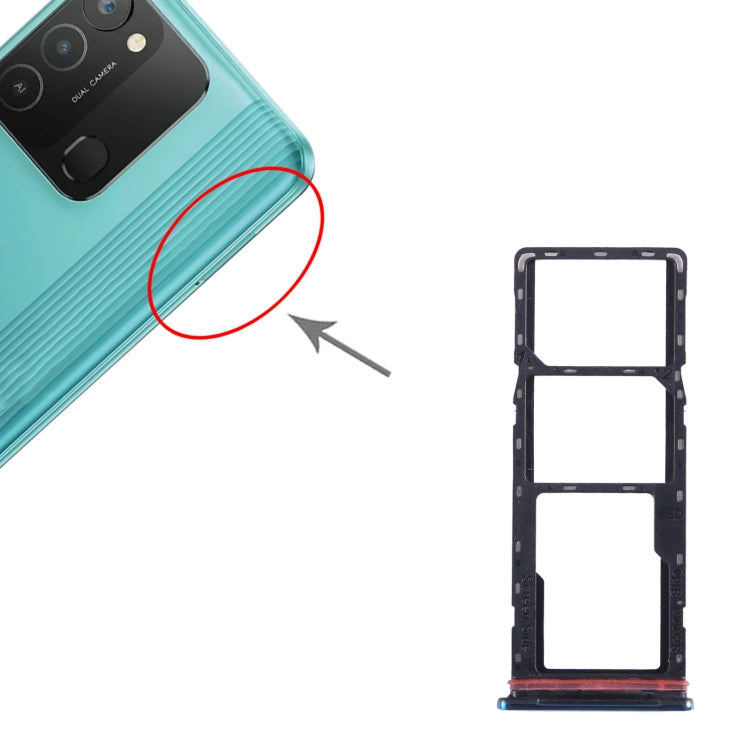 For Tecno Spark 8T SIM Card Tray + SIM Card Tray + Micro SD Card Tray (Blue) - Card Tray by buy2fix | Online Shopping UK | buy2fix