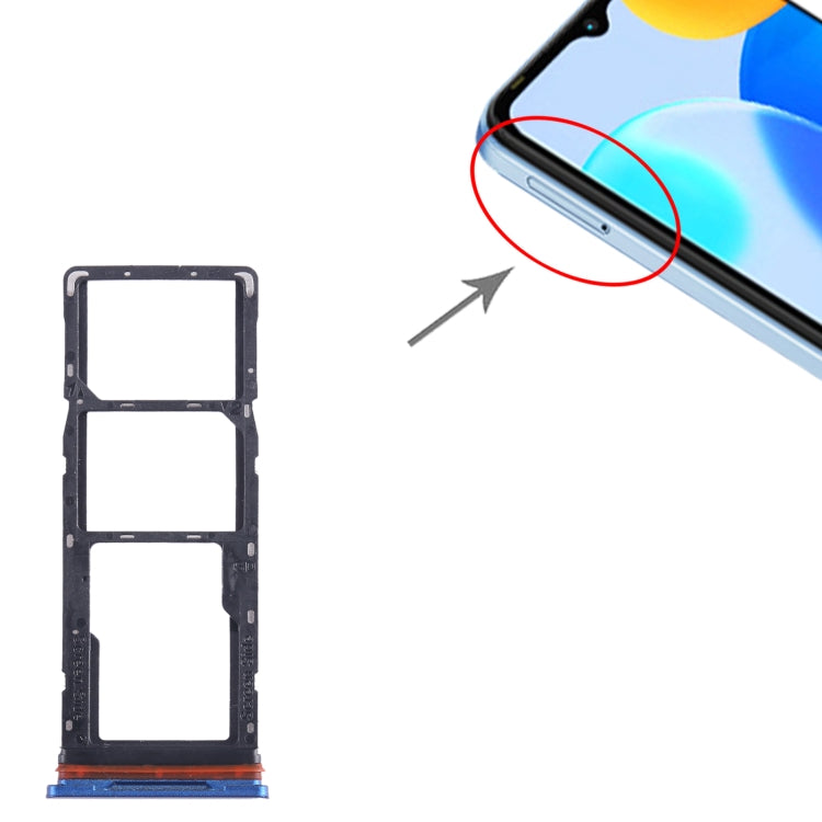 For Tecno Pop 5 Pro SIM Card Tray + SIM Card Tray + Micro SD Card Tray (Blue) - Card Tray by buy2fix | Online Shopping UK | buy2fix