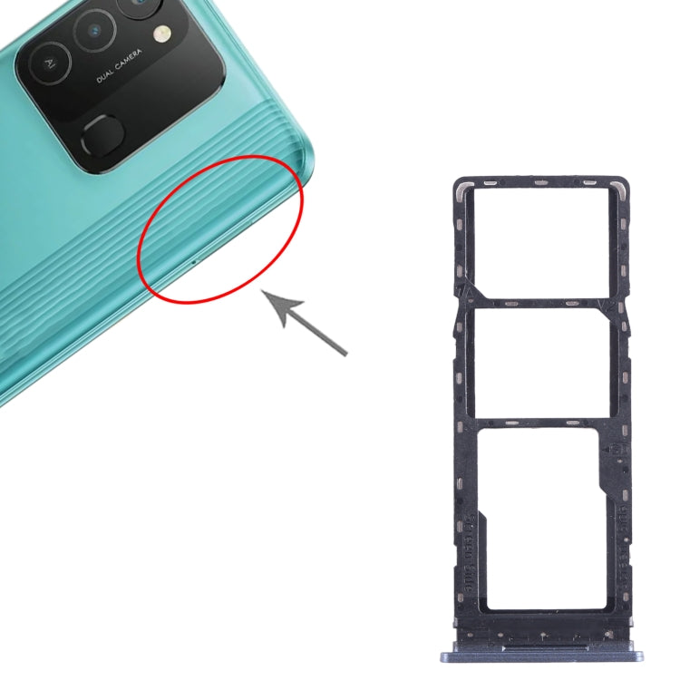 For Tecno Spark 8C KG5k SIM Card Tray + SIM Card Tray + Micro SD Card Tray (Blue) - Card Tray by buy2fix | Online Shopping UK | buy2fix