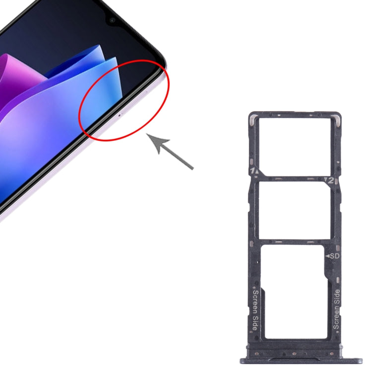 For Tecno Spark Go 2023 BF7n SIM Card Tray + SIM Card Tray + Micro SD Card Tray (Black) - Card Tray by buy2fix | Online Shopping UK | buy2fix