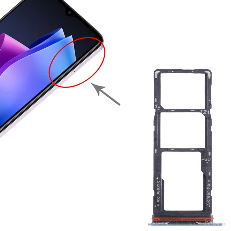 For Tecno Spark Go 2023 BF7n SIM Card Tray + SIM Card Tray + Micro SD Card Tray (Blue) - Card Tray by buy2fix | Online Shopping UK | buy2fix