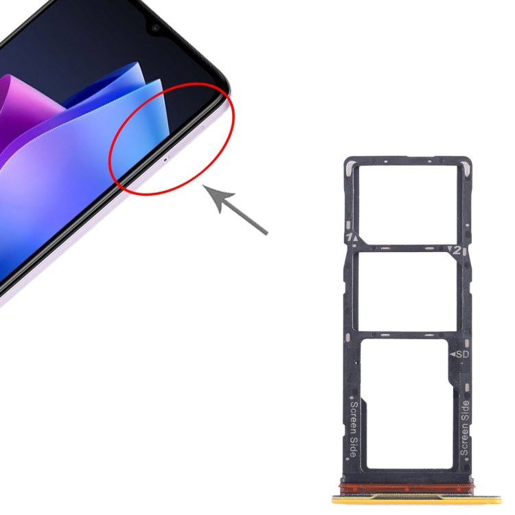 For Tecno Spark Go 2023 BF7n SIM Card Tray + SIM Card Tray + Micro SD Card Tray (Yellow) - Card Tray by buy2fix | Online Shopping UK | buy2fix