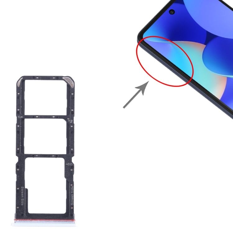 For Tecno Spark 10 Pro KI7 SIM Card Tray + SIM Card Tray + Micro SD Card Tray (White) - Card Tray by buy2fix | Online Shopping UK | buy2fix