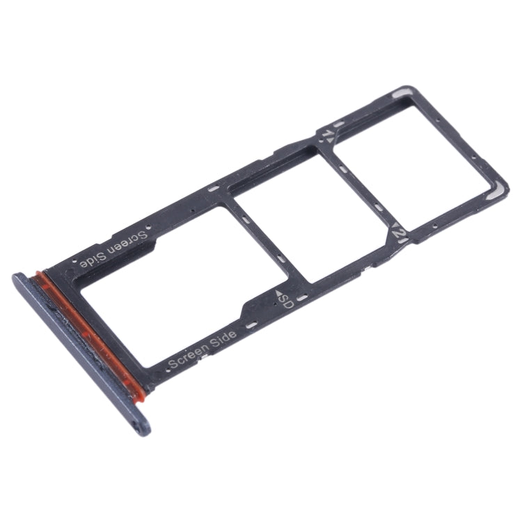 For Tecno Pop 7 BF6 SIM Card Tray + SIM Card Tray + Micro SD Card Tray (Black) - Card Tray by buy2fix | Online Shopping UK | buy2fix