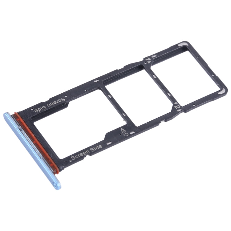 For Tecno Pop 7 BF6 SIM Card Tray + SIM Card Tray + Micro SD Card Tray (Blue) - Card Tray by buy2fix | Online Shopping UK | buy2fix