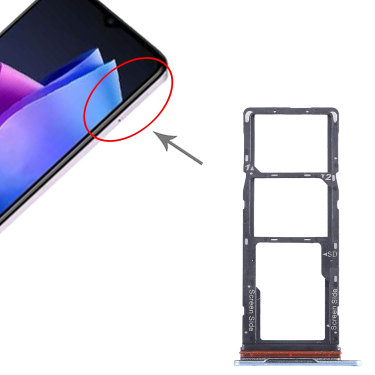 For Tecno Pop 7 BF6 SIM Card Tray + SIM Card Tray + Micro SD Card Tray (Blue) - Card Tray by buy2fix | Online Shopping UK | buy2fix