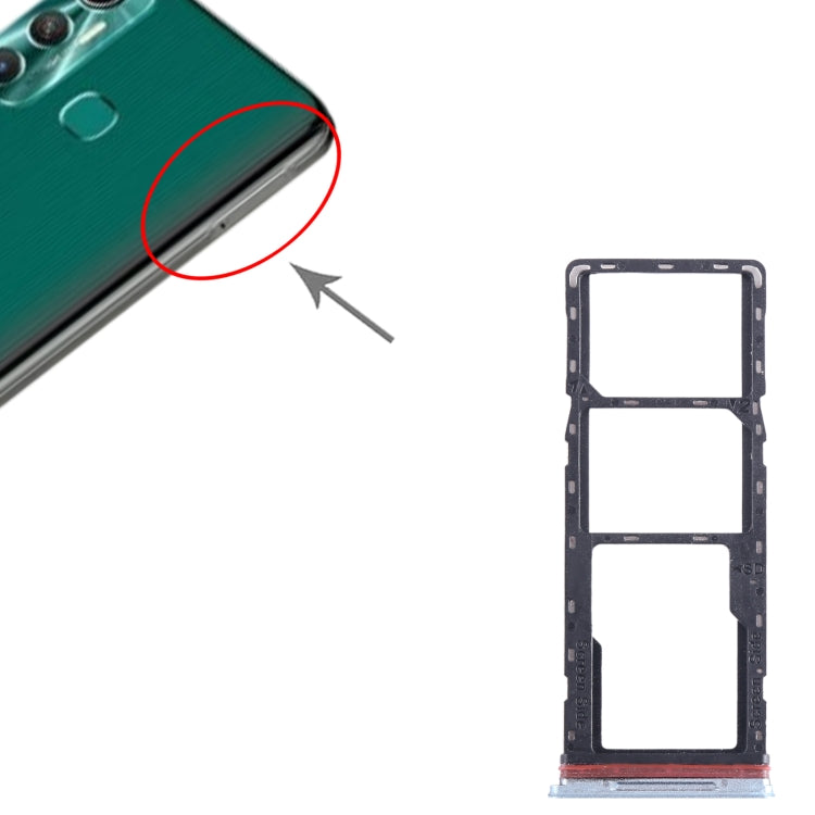 For Infinix Hot 11 X662 SIM Card Tray + SIM Card Tray + Micro SD Card Tray (Silver) - Card Tray by buy2fix | Online Shopping UK | buy2fix