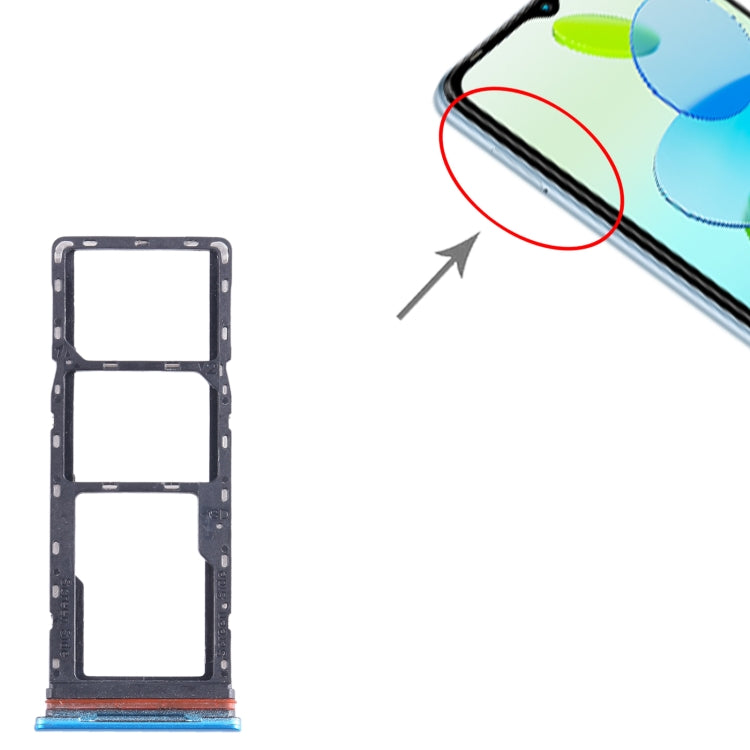 For Infinix Smart 6 X6511B SIM Card Tray + SIM Card Tray + Micro SD Card Tray (Blue) - Card Tray by buy2fix | Online Shopping UK | buy2fix
