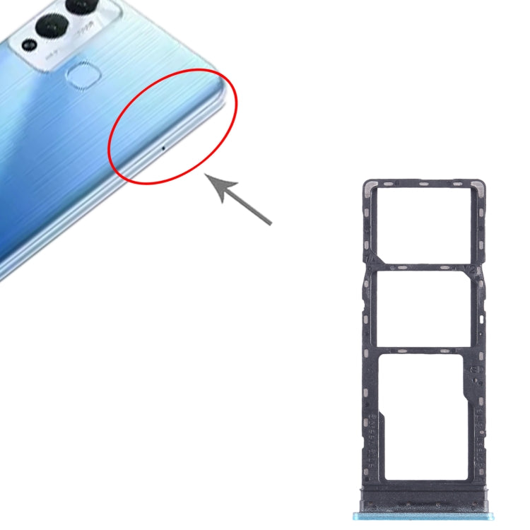 For Infinix Hot 12 Play SIM Card Tray + SIM Card Tray + Micro SD Card Tray (Blue) - Card Tray by buy2fix | Online Shopping UK | buy2fix