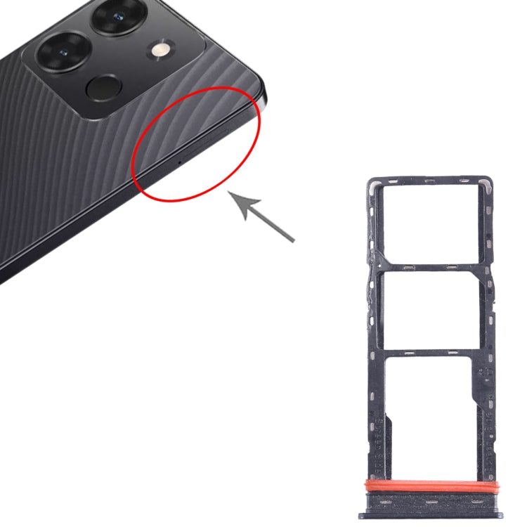 For Infinix Smart 7 X6515 SIM Card Tray + SIM Card Tray + Micro SD Card Tray (Black) - Card Tray by buy2fix | Online Shopping UK | buy2fix