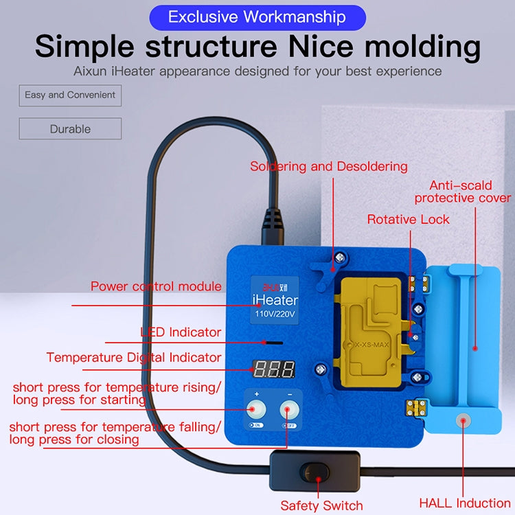 AIXUN iHeater Double Layers Board Pre-heating Soldering Rework Station for iPhone X-12, US Plug - Repair Platform by buy2fix | Online Shopping UK | buy2fix