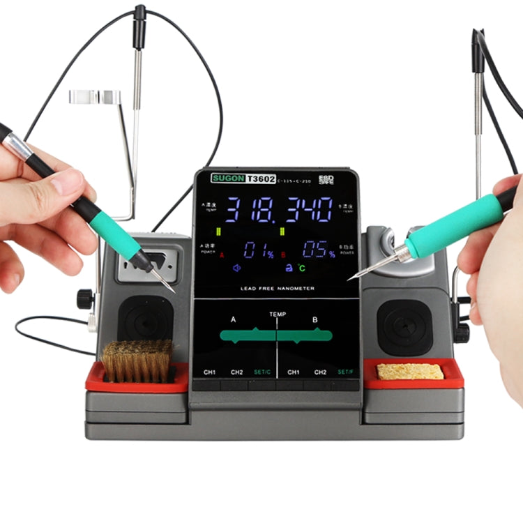 SUGON T3602 110V 240W Dual Station Nano Electric Soldering Station with Double Handle, US Plug by SUGON