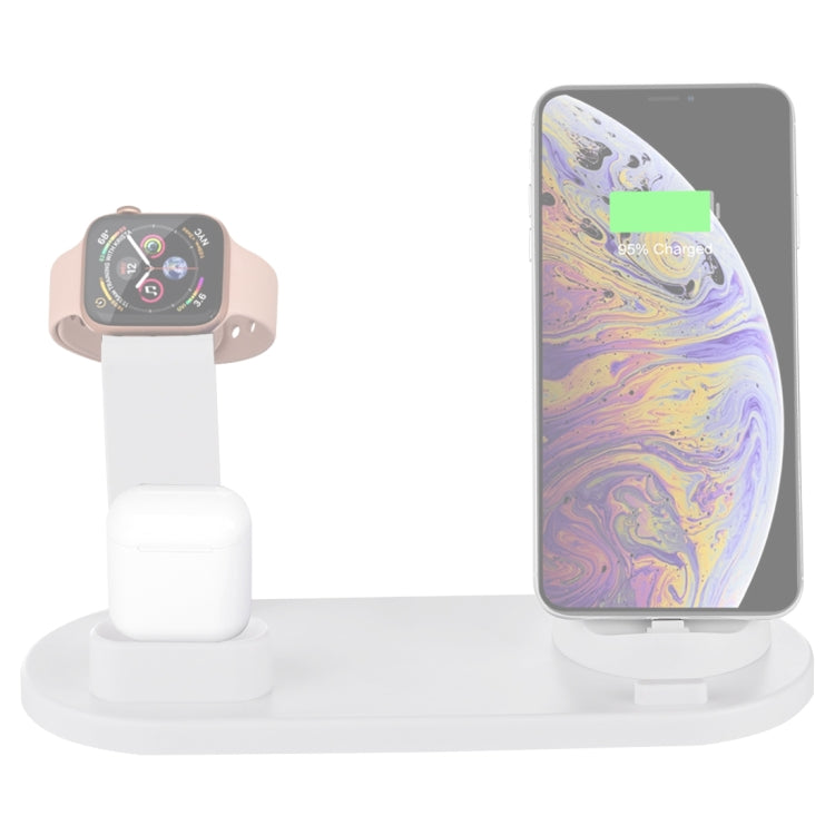 HQ-UD15 5 in 1 Micro USB + USB-C / Type-C + 8 Pin Interface Phone Charging Base with 8 Pin Earphone Charging Interface & Watch Stand, Without Wireless Charger(White) - Multifunction Charger by buy2fix | Online Shopping UK | buy2fix