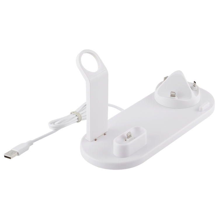 HQ-UD15 5 in 1 Micro USB + USB-C / Type-C + 8 Pin Interface Phone Charging Base with 8 Pin Earphone Charging Interface & Watch Stand, Without Wireless Charger(White) - Multifunction Charger by buy2fix | Online Shopping UK | buy2fix