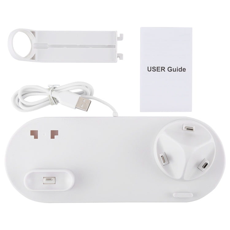 HQ-UD15 5 in 1 Micro USB + USB-C / Type-C + 8 Pin Interface Phone Charging Base with 8 Pin Earphone Charging Interface & Watch Stand, Without Wireless Charger(White) - Multifunction Charger by buy2fix | Online Shopping UK | buy2fix