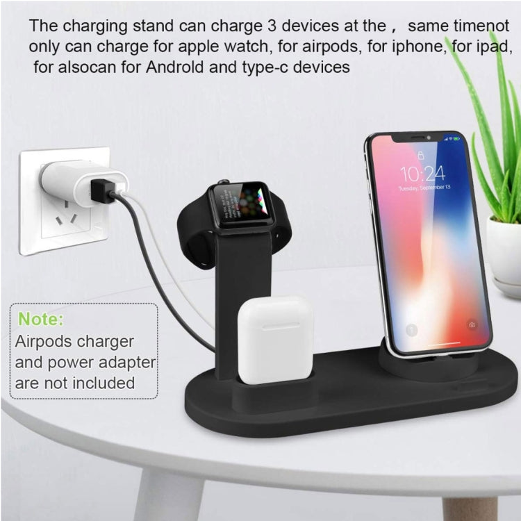 HQ-UD15 5 in 1 Micro USB + USB-C / Type-C + 8 Pin Interface Phone Charging Base with 8 Pin Earphone Charging Interface & Watch Stand, Without Wireless Charger(White) - Multifunction Charger by buy2fix | Online Shopping UK | buy2fix