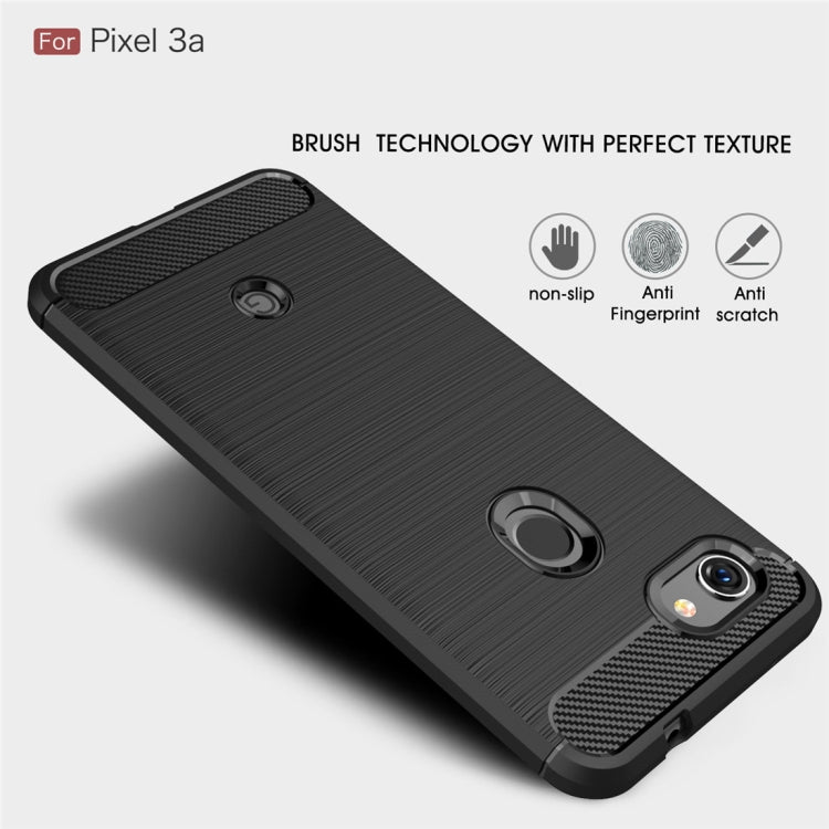 Brushed Texture Carbon Fiber TPU Case for Google Pixel 3a(Black) - Google Cases by buy2fix | Online Shopping UK | buy2fix