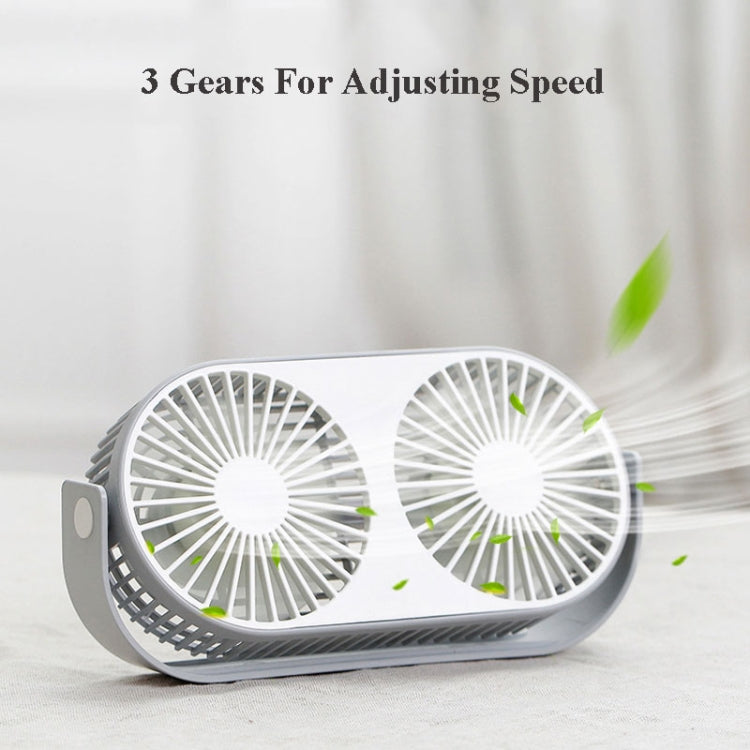 Small Bean Desktop Desktop Double Leaf Usb Mini Fan(Gray) - Electric Fans by buy2fix | Online Shopping UK | buy2fix