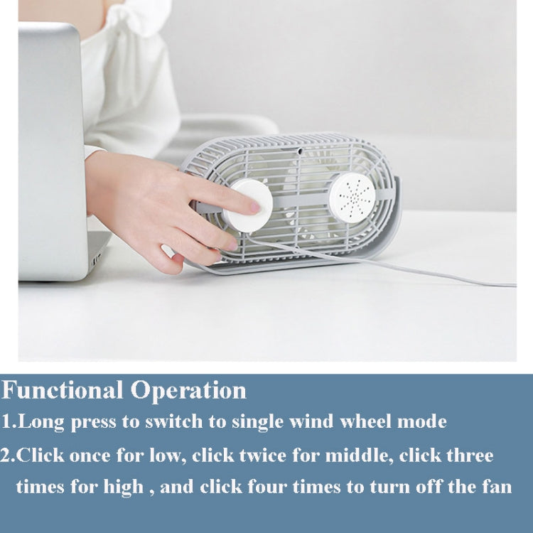 Small Bean Desktop Desktop Double Leaf Usb Mini Fan(Gray) - Electric Fans by buy2fix | Online Shopping UK | buy2fix