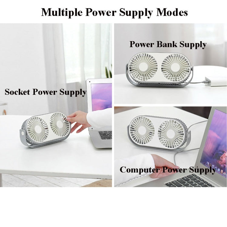 Small Bean Desktop Desktop Double Leaf Usb Mini Fan(Gray) - Electric Fans by buy2fix | Online Shopping UK | buy2fix