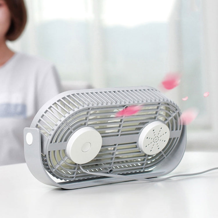 Small Bean Desktop Desktop Double Leaf Usb Mini Fan(Gray) - Electric Fans by buy2fix | Online Shopping UK | buy2fix