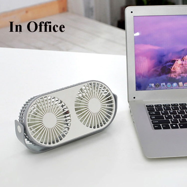 Small Bean Desktop Desktop Double Leaf Usb Mini Fan(Gray) - Electric Fans by buy2fix | Online Shopping UK | buy2fix
