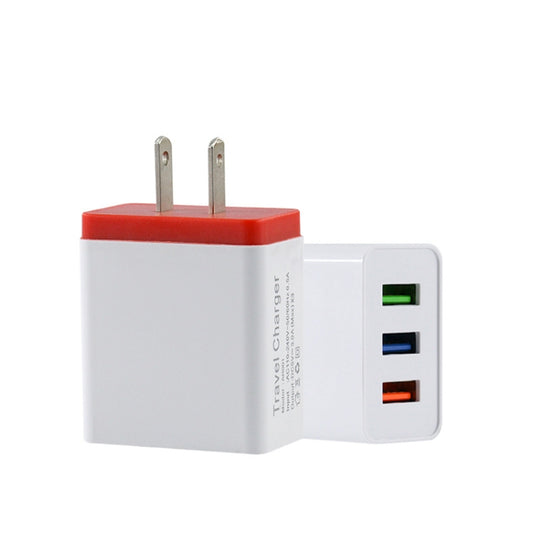 2A 3USB Mobile Phone Travel Charger US PLug(red) by buy2fix