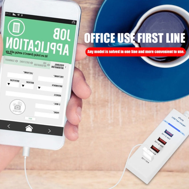 5V 4.1A 4 USB Ports Charger Adapter with Power Plug Cable, Cable Length: 1.5m, US Plug(White) - Multifunction Charger by buy2fix | Online Shopping UK | buy2fix