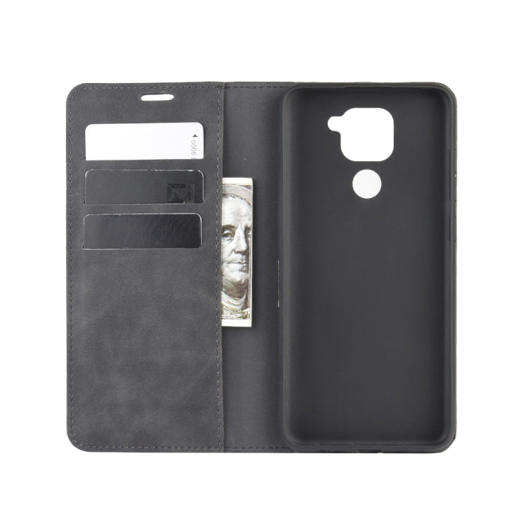 For Xiaomi Redmi Note 9/10X 4G Retro-skin Business Magnetic Suction Leather Case with Holder & Card Slots & Wallet(Black) - Xiaomi Cases by buy2fix | Online Shopping UK | buy2fix