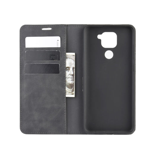 For Xiaomi Redmi Note 9/10X 4G Retro-skin Business Magnetic Suction Leather Case with Holder & Card Slots & Wallet(Black) by buy2fix