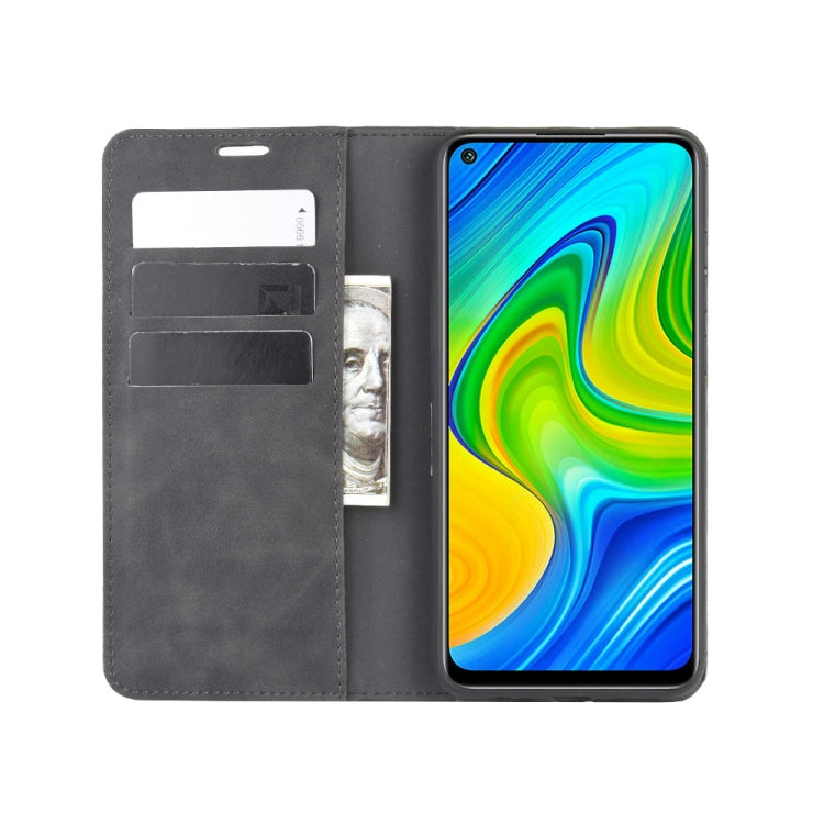 For Xiaomi Redmi Note 9/10X 4G Retro-skin Business Magnetic Suction Leather Case with Holder & Card Slots & Wallet(Black) - Xiaomi Cases by buy2fix | Online Shopping UK | buy2fix