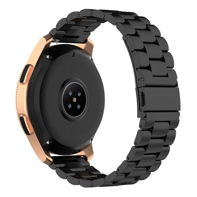 For Huawei GT2/GT/Samsung Galaxy Watch 46mm R800/Samsung Gear S3 22mm 3-Beads Stainless Steel Watch Band(Black) - Watch Bands by buy2fix | Online Shopping UK | buy2fix