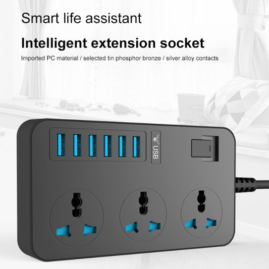 T09 3000W High Power Multi-Function Plug-in 3-Hole International Universal Jack + 6 USB Intelligent Charging EU PLUG by buy2fix