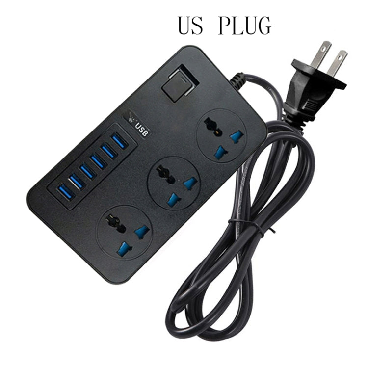 T09 3000W High Power Multi-Function Plug-in 3-Hole International Universal Jack + 6 USB Intelligent Charging US PLUG - Extension Socket by buy2fix | Online Shopping UK | buy2fix