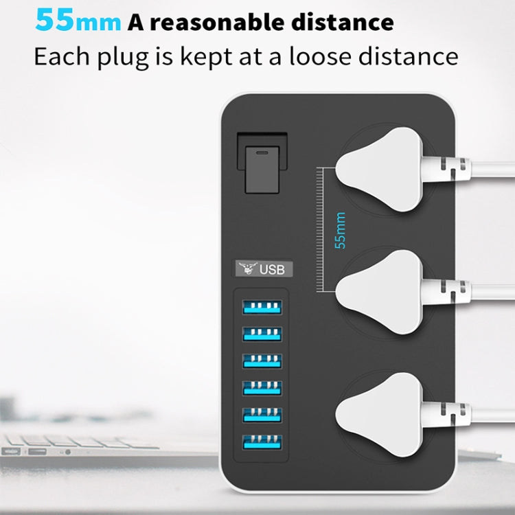 T09 3000W High Power Multi-Function Plug-in 3-Hole International Universal Jack + 6 USB Intelligent Charging US PLUG - Extension Socket by buy2fix | Online Shopping UK | buy2fix