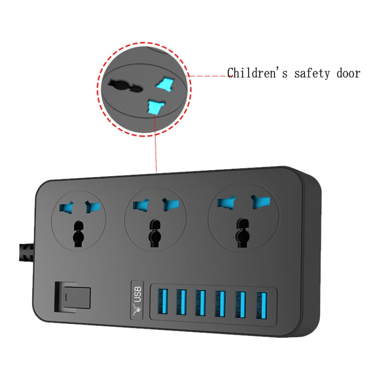 T09 3000W High Power Multi-Function Plug-in 3-Hole International Universal Jack + 6 USB Intelligent Charging US PLUG - Extension Socket by buy2fix | Online Shopping UK | buy2fix