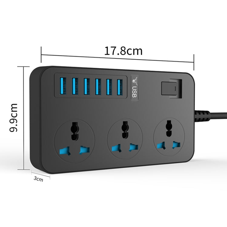 T09 3000W High Power Multi-Function Plug-in 3-Hole International Universal Jack + 6 USB Intelligent Charging US PLUG - Extension Socket by buy2fix | Online Shopping UK | buy2fix