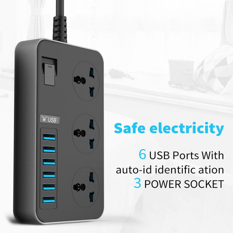 T09 3000W High Power Multi-Function Plug-in 3-Hole International Universal Jack + 6 USB Intelligent Charging US PLUG - Extension Socket by buy2fix | Online Shopping UK | buy2fix